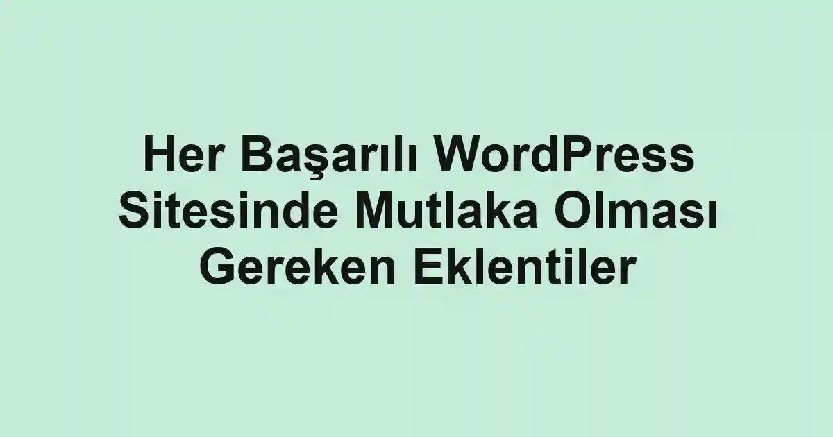 Her Başarılı WordPress Sitesinde Mutlaka Olması Gereken Eklentiler