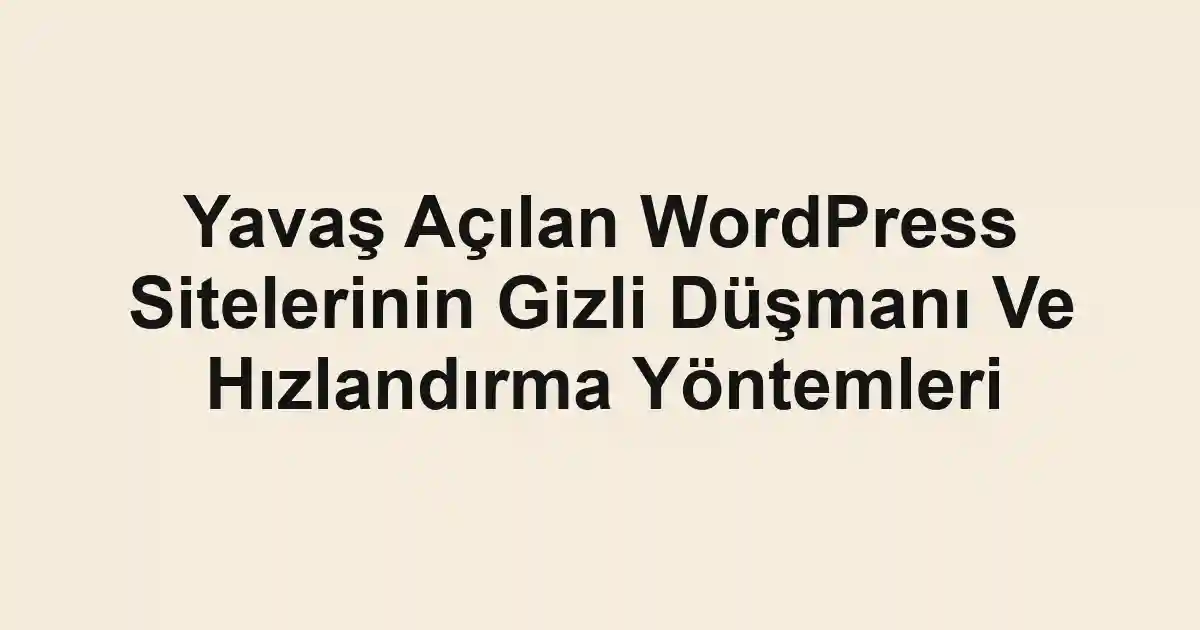 Yavaş Açılan WordPress Sitelerinin Gizli Düşmanı Ve Hızlandırma Yöntemleri